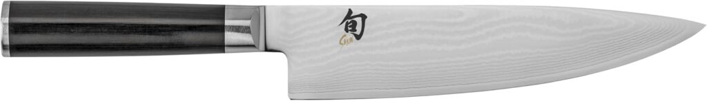 Shun Chef Knife Classic Series 8 Inch Damascus Clad Steel Blade, Professional Quality - Ebony/Stainless Steel