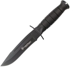 Smith & Wesson Cksur1 Faca fixa com lâmina Bowie de 15 cm e cabo de alumínio emborrachado para ambientes externos, táticos, sobrevivência e edc