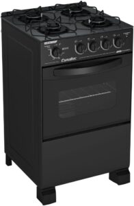 Fogão 4 Bocas Caribe Mesa Vidro com Acendimento Automático Bivolt Forno 53.2L, Preto, Esmaltec
