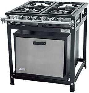 Fogão Industrial 4 Bocas 30x30 Perfil 5 Baixa Pressão Forno 87 Litros Tampa Aço Inox
