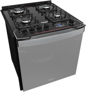 Fogão de Embutir 4 Bocas Preto com Frente Espelhada e Timer Digital Dako Diplomata Grill Style Bivolt
