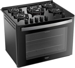 Fogão de Embutir 5 Bocas Preto com Mesa de Vidro Dako Supreme Bivolt
