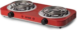 XFIRE Fogareiro Elétrico Portátil Duplo 2 Bocas 2000 Watts 220V (Vermelho)