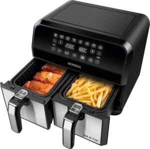 Fritadeira Air Fryer Dual Duplo Cesto 8L, Mondial, 2200W, 220V - AFD-01-BI
