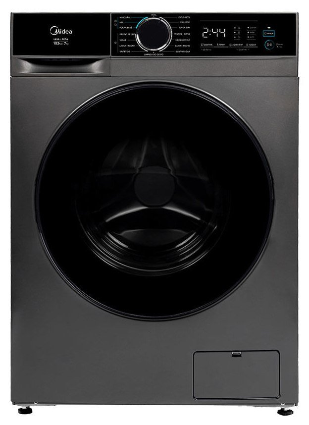 Lava e seca Midea 10,5 kg Titanium Inverter com Ciclo Pet, cinza, de abrir pela frente