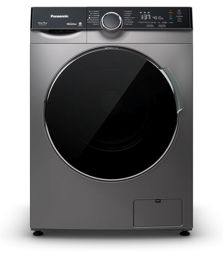 Lava e seca Panasonic MaxWash 13 kg NA-S26MK1LB, cor titânio, de abrir pela frente