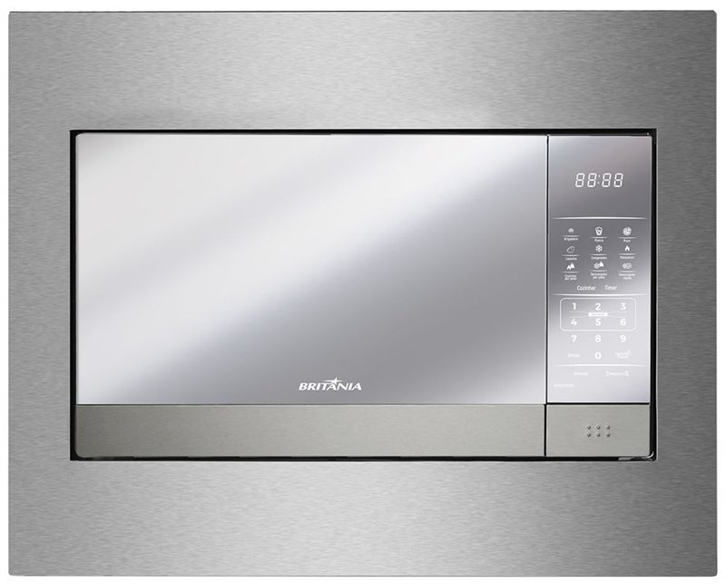 Micro-ondas de embutir Britânia BMB28IEB de 28 litros, inox, com função tira odor