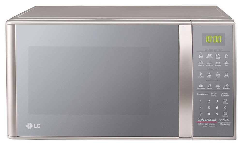 Micro-ondas LG MS3043BR de 30 litros, prata com porta espelhada