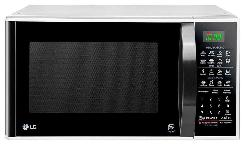 Micro-ondas LG MS3091BC de 30 litros, branco com porta preta e revestimento EasyClean