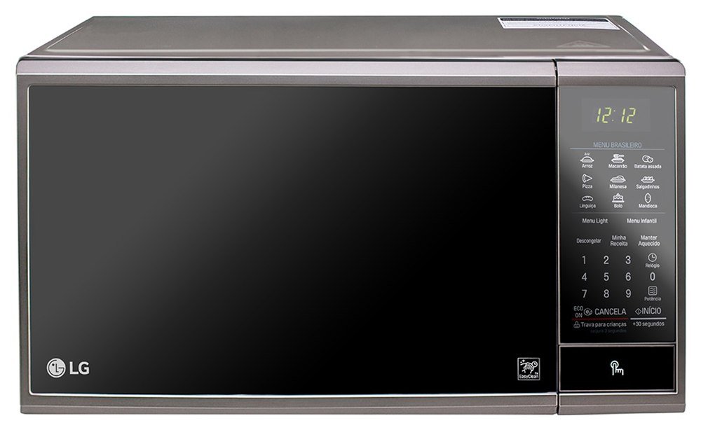 Micro-ondas LG MS3095LR de 30 litros, prata com porta espelhada e revestimento EasyClean