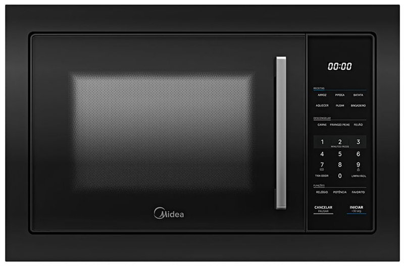 Micro-ondas de embutir Midea 35 litros Black Edition, preto
