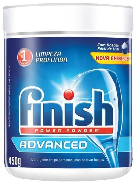 Pote de 450 g do detergente para lava-louças Finish Power Powder Advanced