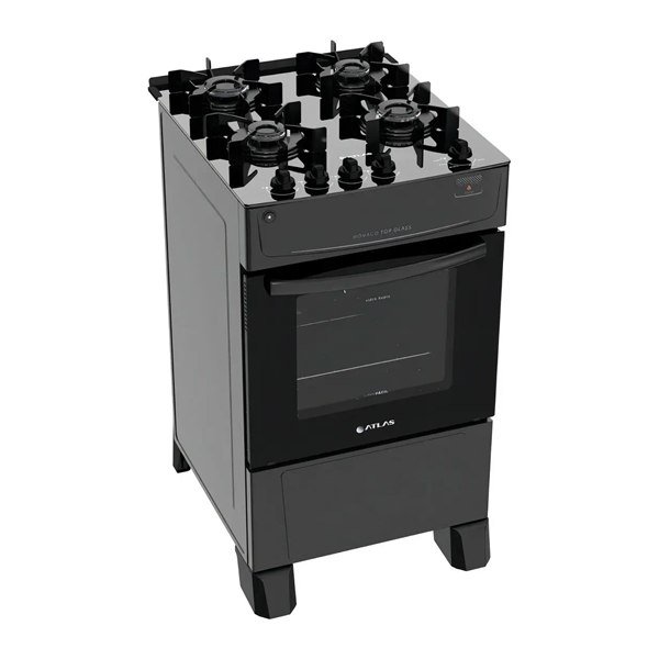 Fogão 4 bocas Atlas Mônaco Top Glass com mesa de vidro