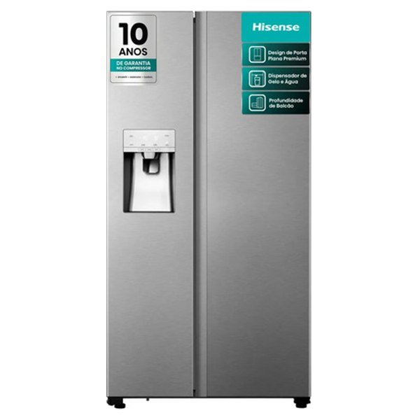 Geladeira side by side Hisense RS-69W 535 litros inox