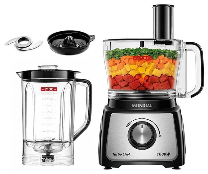 Multiprocessador Mondial Turbo Chef 3 em 1 MPN-02, preto, 1000 W